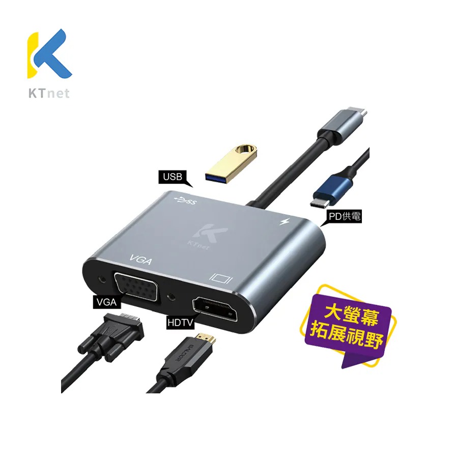 廣鐸 T401 TypeC 4合1多功擴充集線器